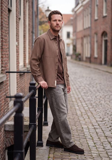 Braune WOODBIRD Casual-Oberhemd WBBUZO MAN CHECK SHIRT - large