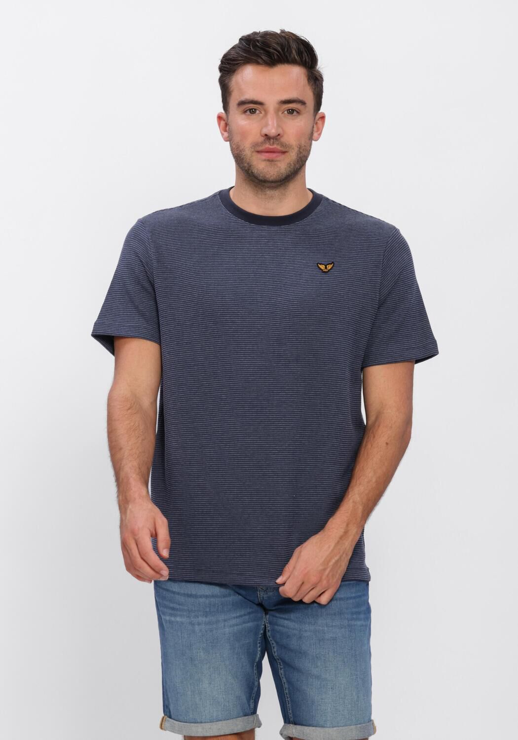 Blaue PME LEGEND T-shirt TWO TONE TEXTURED STRIPE - large