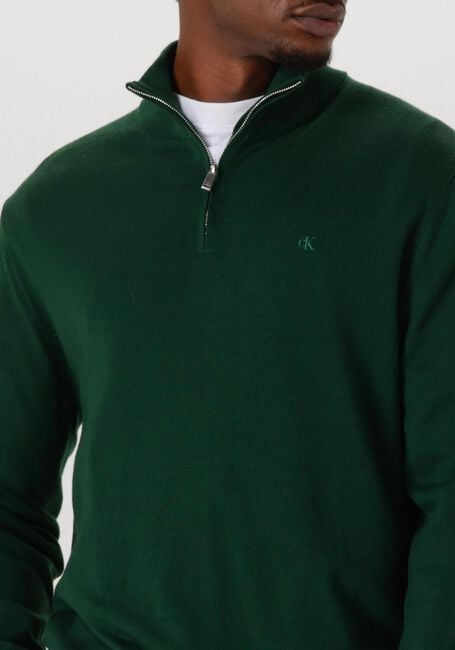 Grüne CALVIN KLEIN Pullover LS 100% MERINO QZ 14GG - large