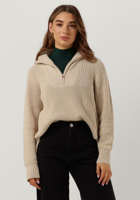 Sand CC HEART Pullover AVERY ZIP KNIT SWEATER - large