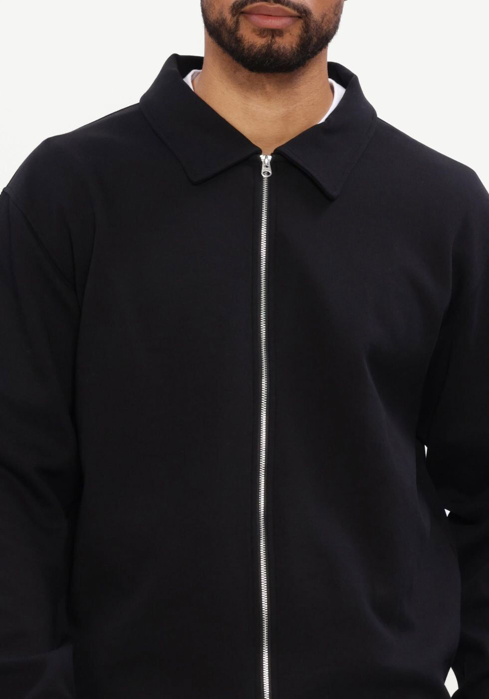 Schwarze SELECTED MEN Pullover SLHTOM SOFT FULL ZIP SWEAT NOOS - large
