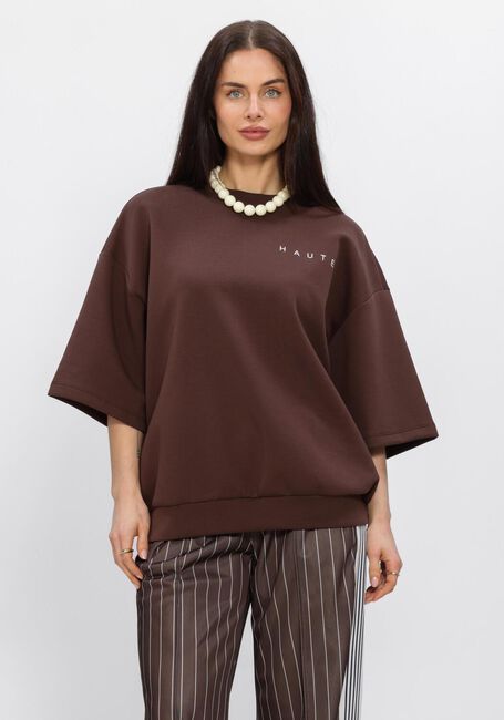 Braune HAUTE L'AMITI&Eacute; Tops & T-shirts MAXI SPLIT SS LOGO SWEAT - large