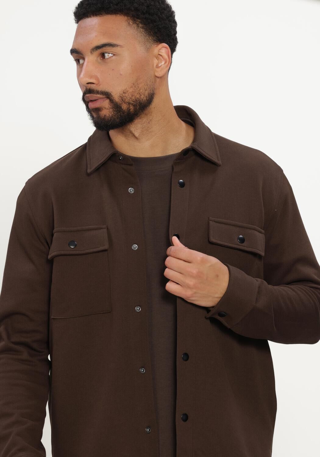 Braune SELECTED MEN Overshirt SLHJACKIE SWEAT JACKET NOOS - large