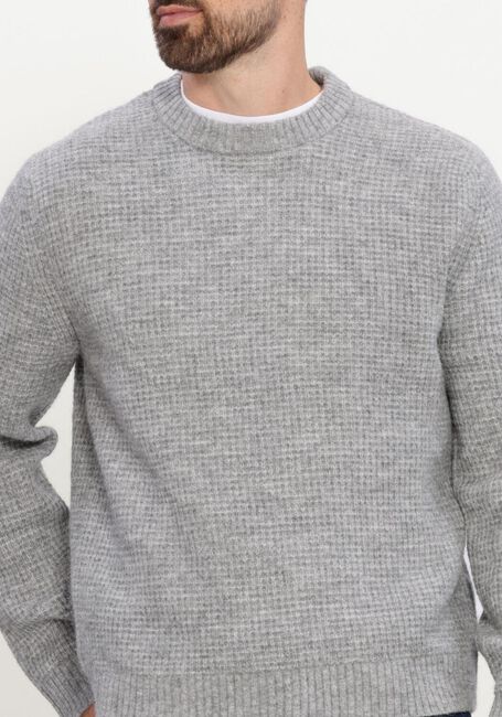Graue SELECTED MEN Pullover SLMRAI LS KNIT WAFFLE CREW NECK - large