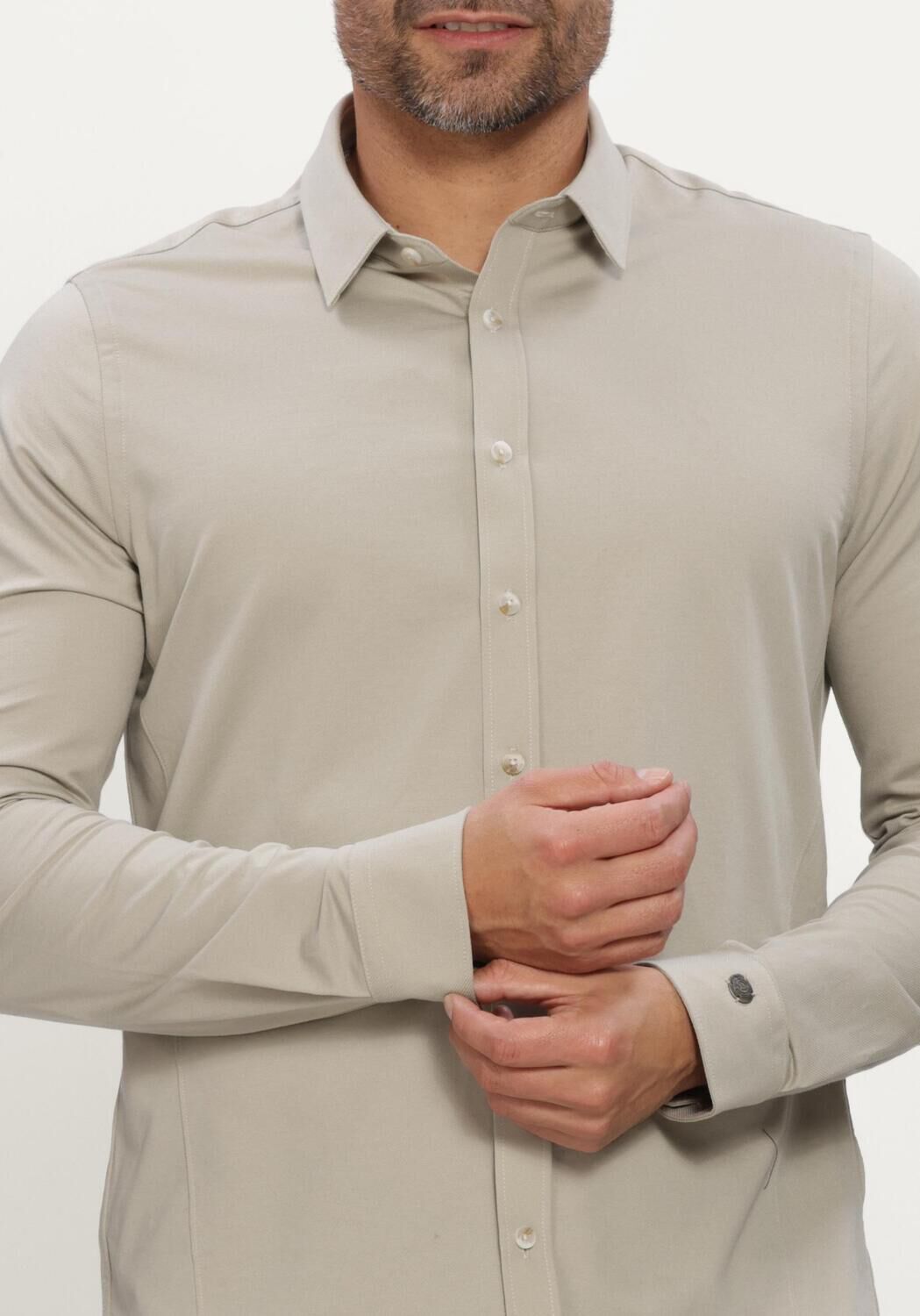 Beige CAST IRON Klassisches Oberhemd LONG SLEEVE SHIRT TWILL JERSEY - large