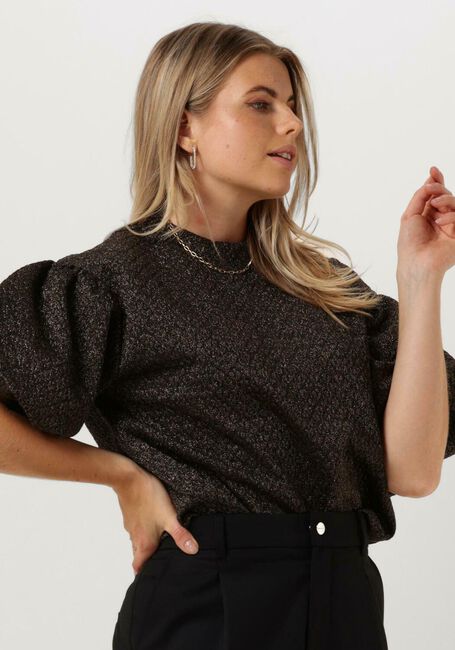 Schwarze SELECTED FEMME Top SLFAGNETHE 2/4 O-NECK JAQUARD TOP - large