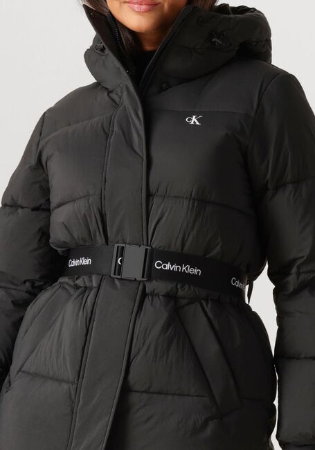 Schwarze CALVIN KLEIN Wattierte Jack BELTED MIDWEIGHT PUFFER - large