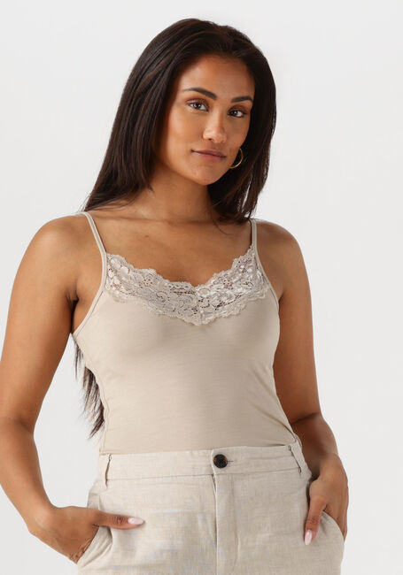Beige JANSEN AMSTERDAM Top ALORA HEMDJE TC 103 SPAGHETTI WITH LACE - large