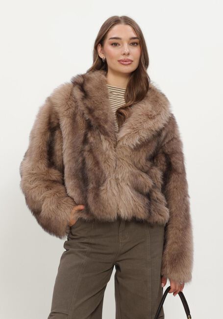 Braune REFINED DEPARTMENT Fake-Fur-Jack LADIES WOVEN FAUX FUR JACKET LUKA - large