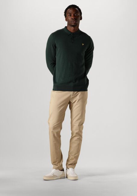 Dunkelgrün LYLE & SCOTT Pullover COTTON MERINO LONG SLEEVE KNITTED POLO - large
