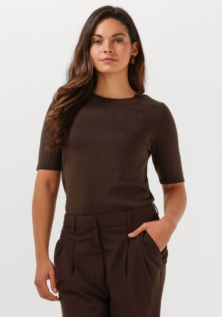 Braune SELECTED WOMEN T-shirt SLFLURA 2/4 KNIT O-NECK - large