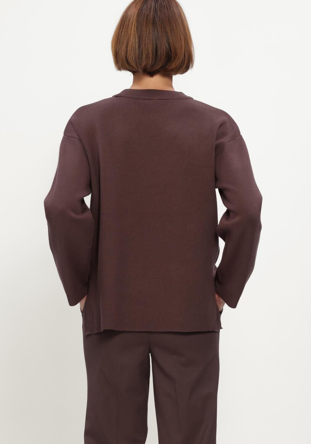 Braune OBJECT Pullover OBJREYNARD L/S LO KNIT PULLOVER NOOS - large
