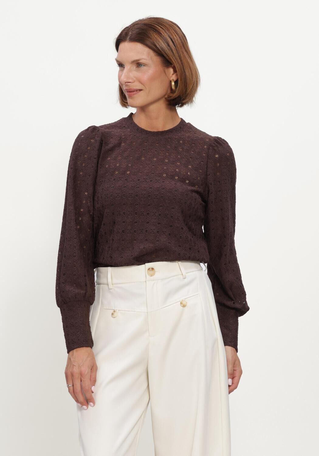 Braune OBJECT Pullover OBJLAILA L/S RE TOP NOOS - large