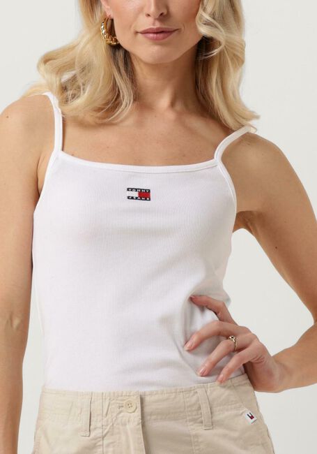 Weiße TOMMY JEANS Top TJW BADGE RIB STRAP TOP - large