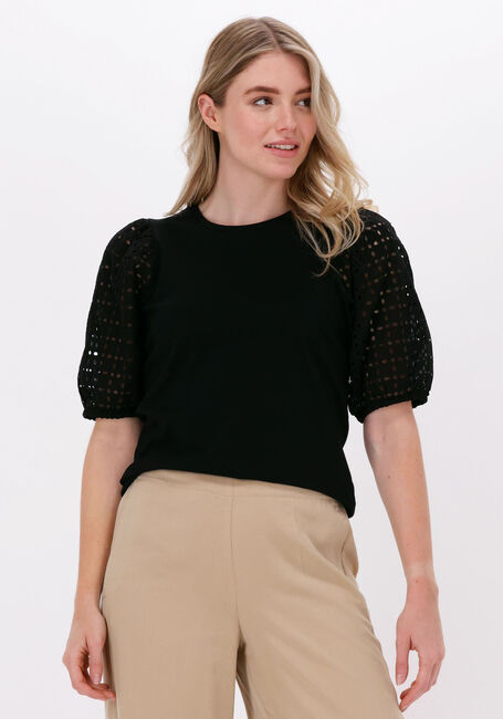 Schwarze SUMMUM Top TOP SINGLE JERSEY BRODERIE MIX - large