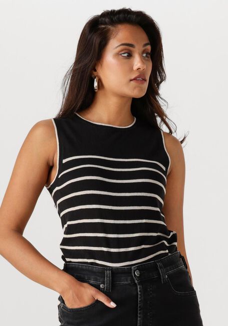 Schwarze SELECTED FEMME Spencer SLFESTHER SL CONTRAST KNIT TOP - large