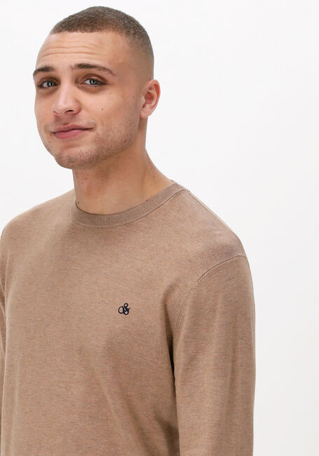 Camelfarbene SCOTCH & SODA Pullover CLASSIC CREWNECK PULLOVER - large