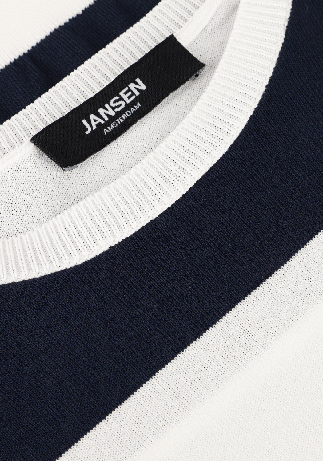 Blaue JANSEN AMSTERDAM Top KIMMIE TOP K 136 BIG STRIPE SHORT PUFFED SLEEVE - large