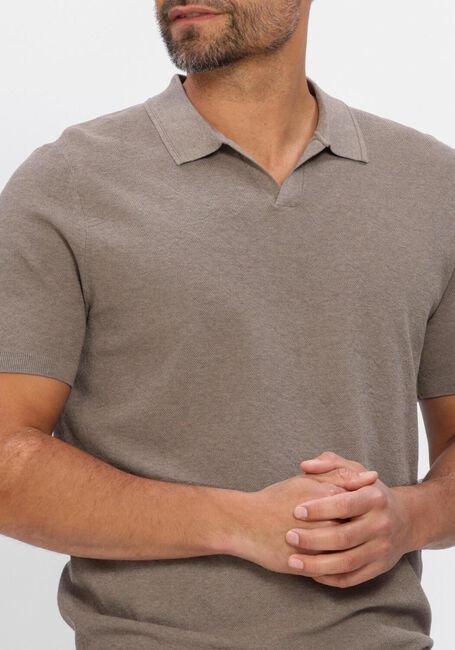 Taupe PROFUOMO Polo-Shirt POLO OPEN COLLAR LUXURY BASIC - large