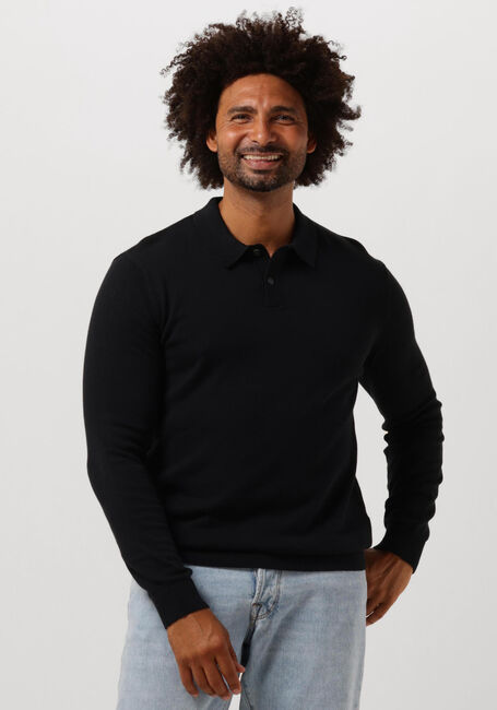 Schwarze SELECTED HOMME Pullover SLHREG-DAN KNIT LS POLO O - large