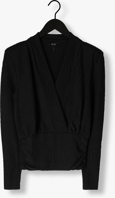 Schwarze ALIX THE LABEL Top LADIES KNITTED LUREX WRAP TOP - large