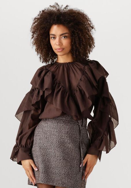 Braune SECOND FEMALE Blusen FRIA FRILL BLOUSE - large