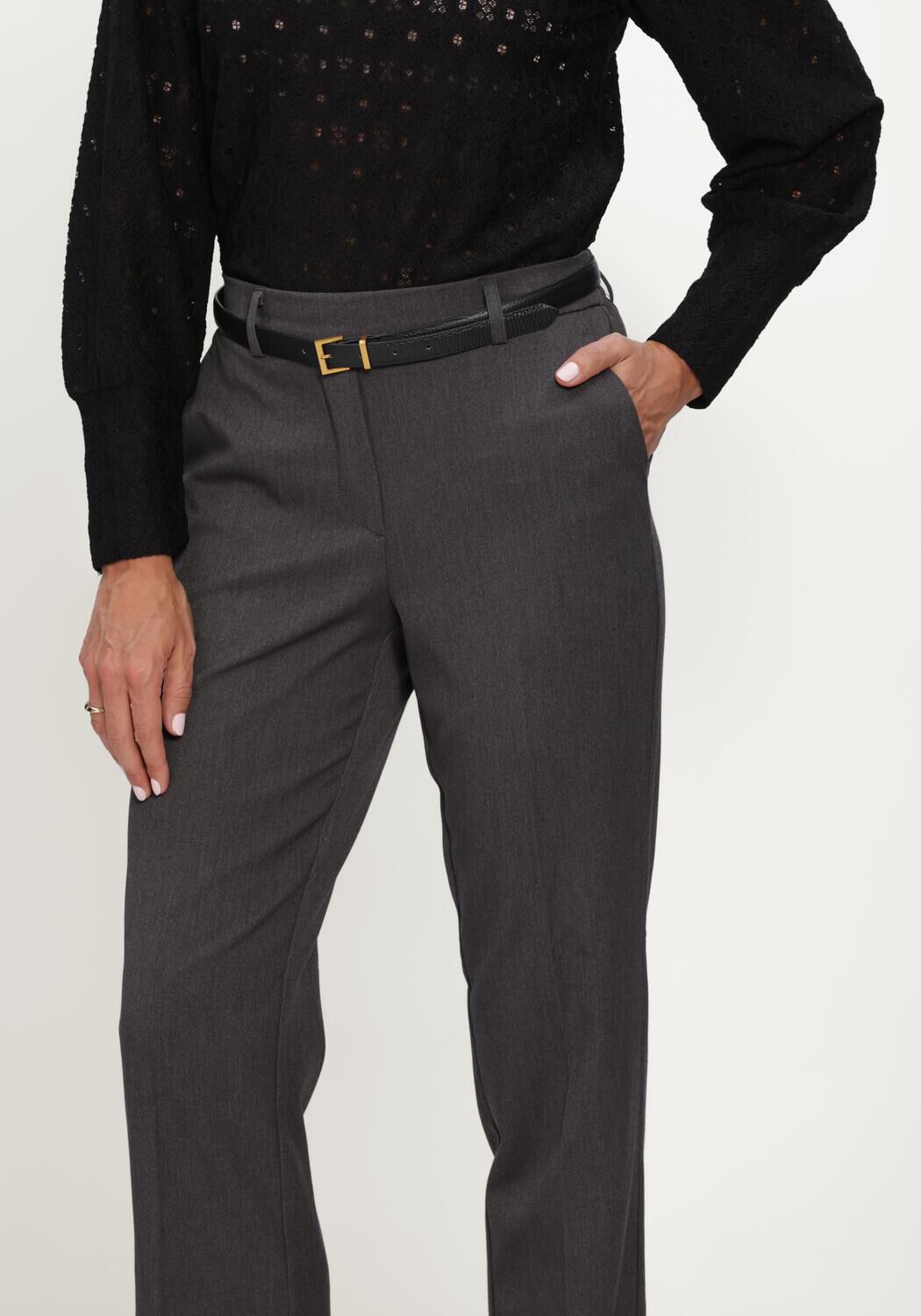 Dunkelgrau OBJECT Hose OBJLISA MW STRAIGHT PANT NOOS - large