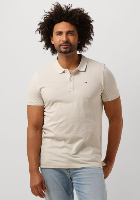 Beige TOMMY JEANS Polo-Shirt TJM SLIM PLACKET POLO - large