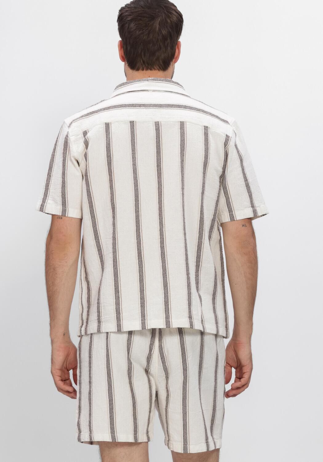 Mehrfarbige/Bunte PURE PATH Casual-Oberhemd STRIPED SHORTSLEEVED SHIRT - large