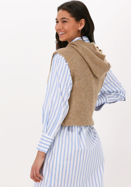 Camelfarbene NA-KD Strickjacke KNITTED HOODIE VEST - large