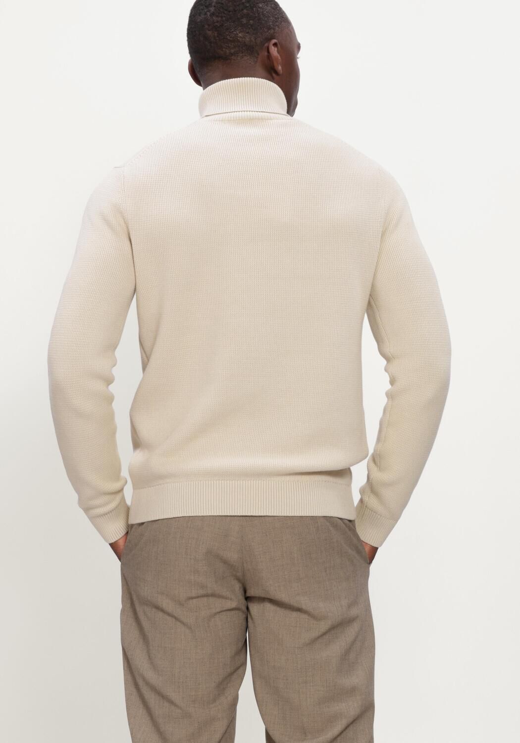 Beige SELECTED MEN Rollkragenpullover SLHDANE LS KNIT STRUCTURE ROLL NECK NOOS - large