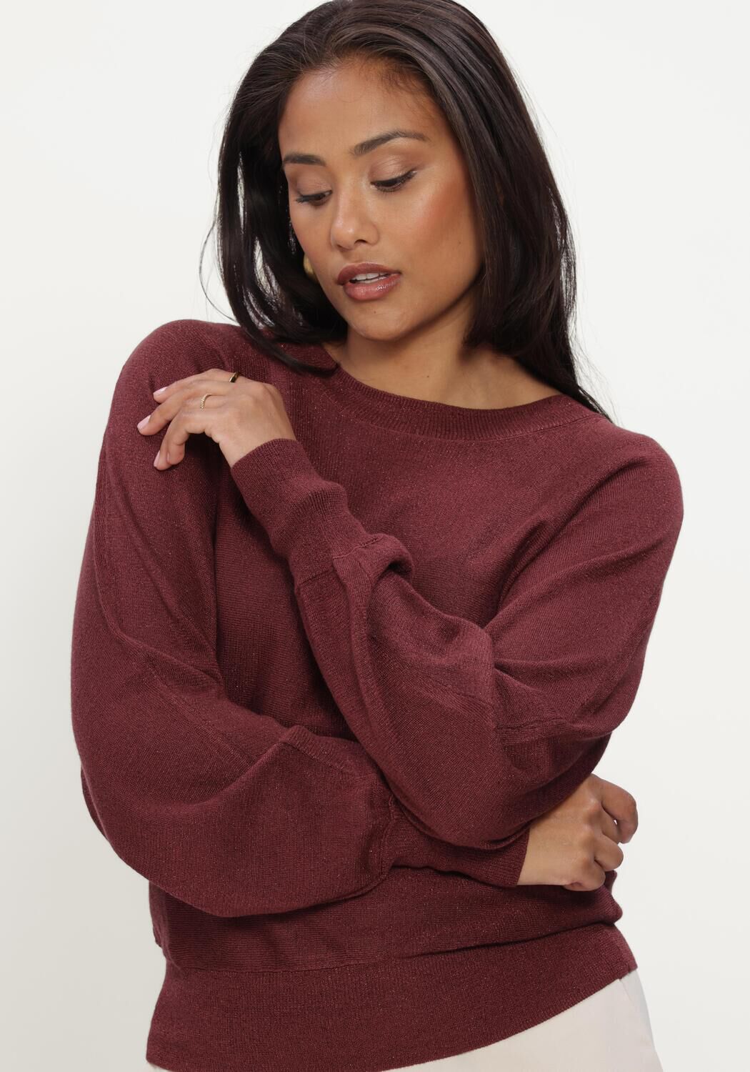 Bordeaux MINUS Pullover MSDANA METALLIC BAT SLEEVE PULLOVER - large