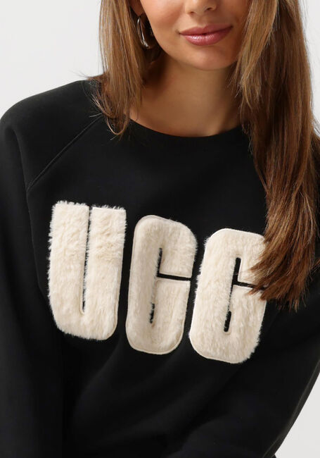Schwarze UGG Sweatshirt MADELINE FUZZY LOGO CREWNECK - large