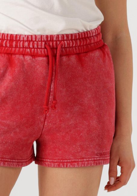 Rote COLOURFUL REBEL Kurze Hose UNI LOGO ACID WASH SWEAT SHORT - large