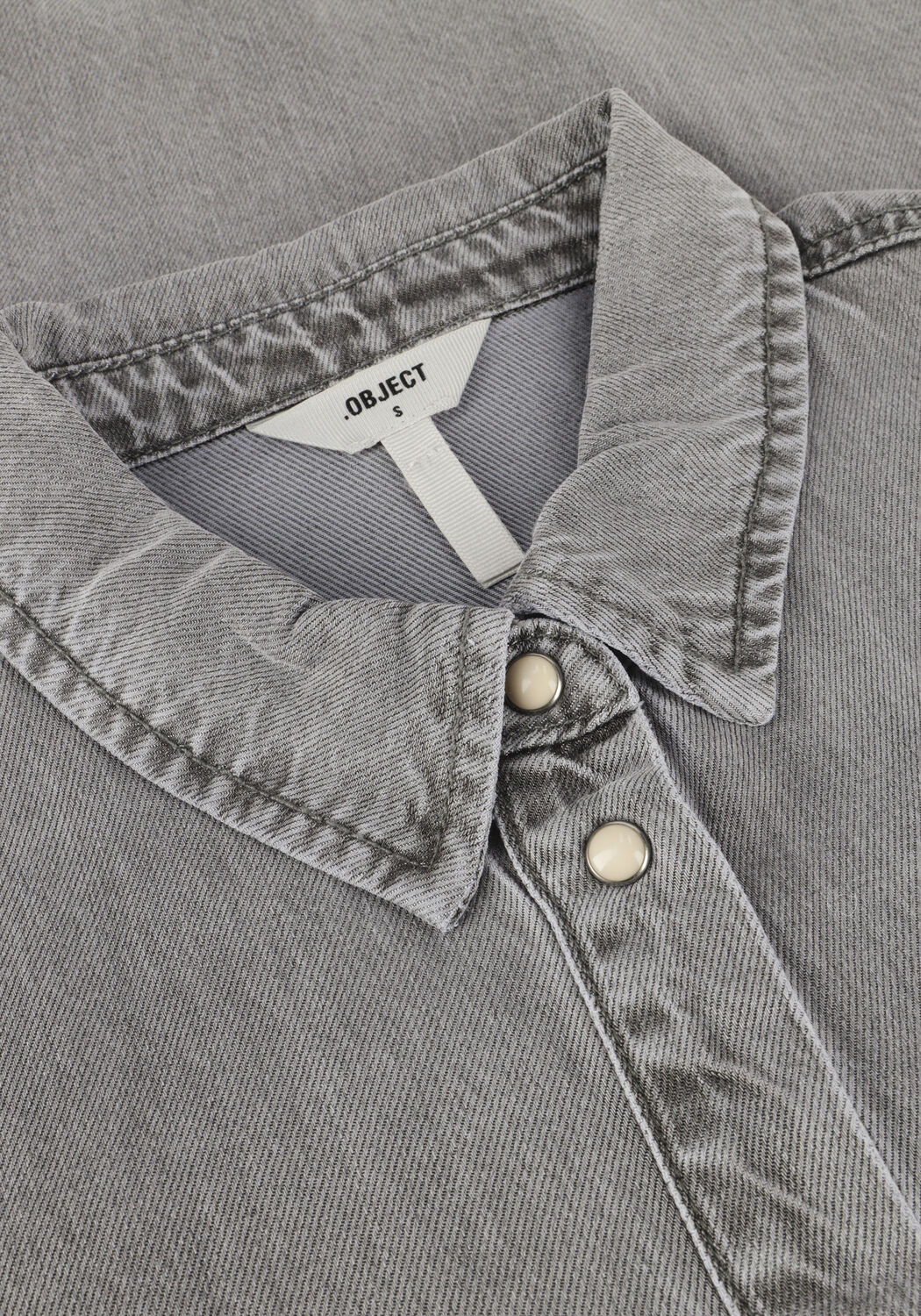 Graue OBJECT Blusen OBJFRAME L/S LO SHIRT - large