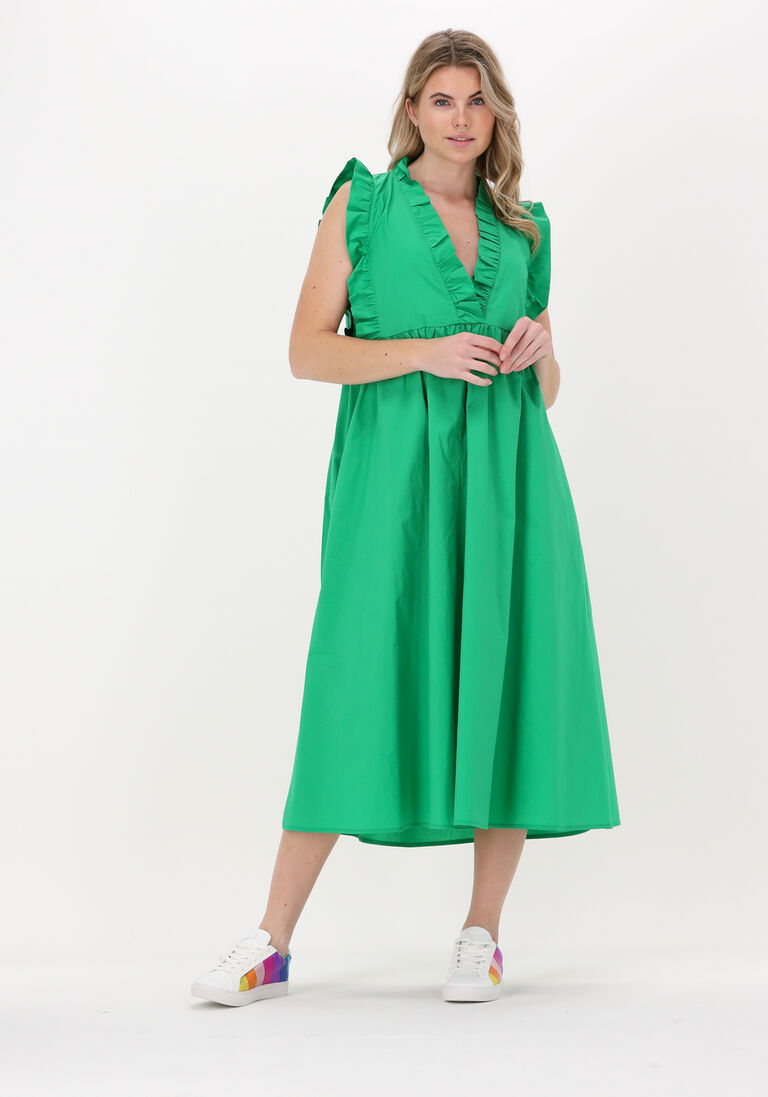 grüne access midikleid dress with ruffles at the top