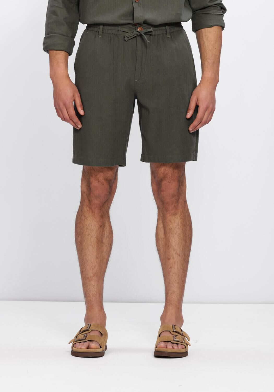 Gr&uuml;ne ANERKJENDT Kurze Hose AKJAMES COT-LINNEN-VIS SS SHORT - large