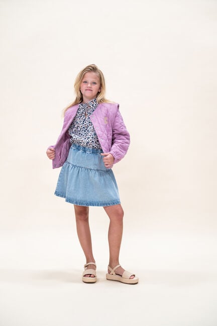 Graue PETIT BLUSH Minirock JEANS RUFFLE SKIRT - large
