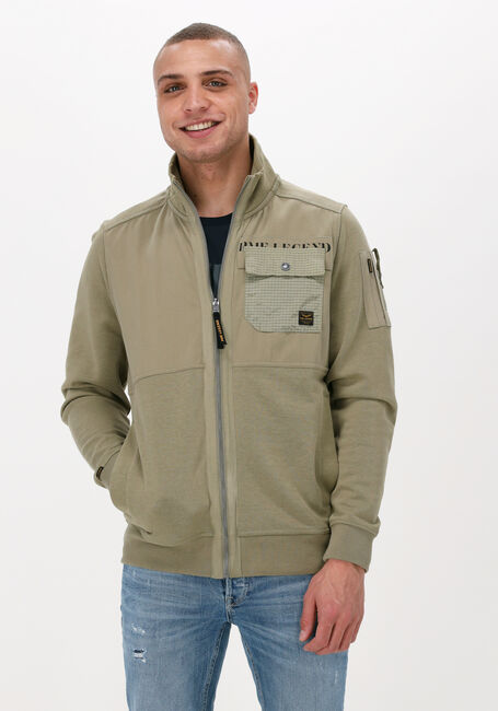 Beige PME LEGEND Strickjacke ZIP JACKET CARGO INTERLOCK - large