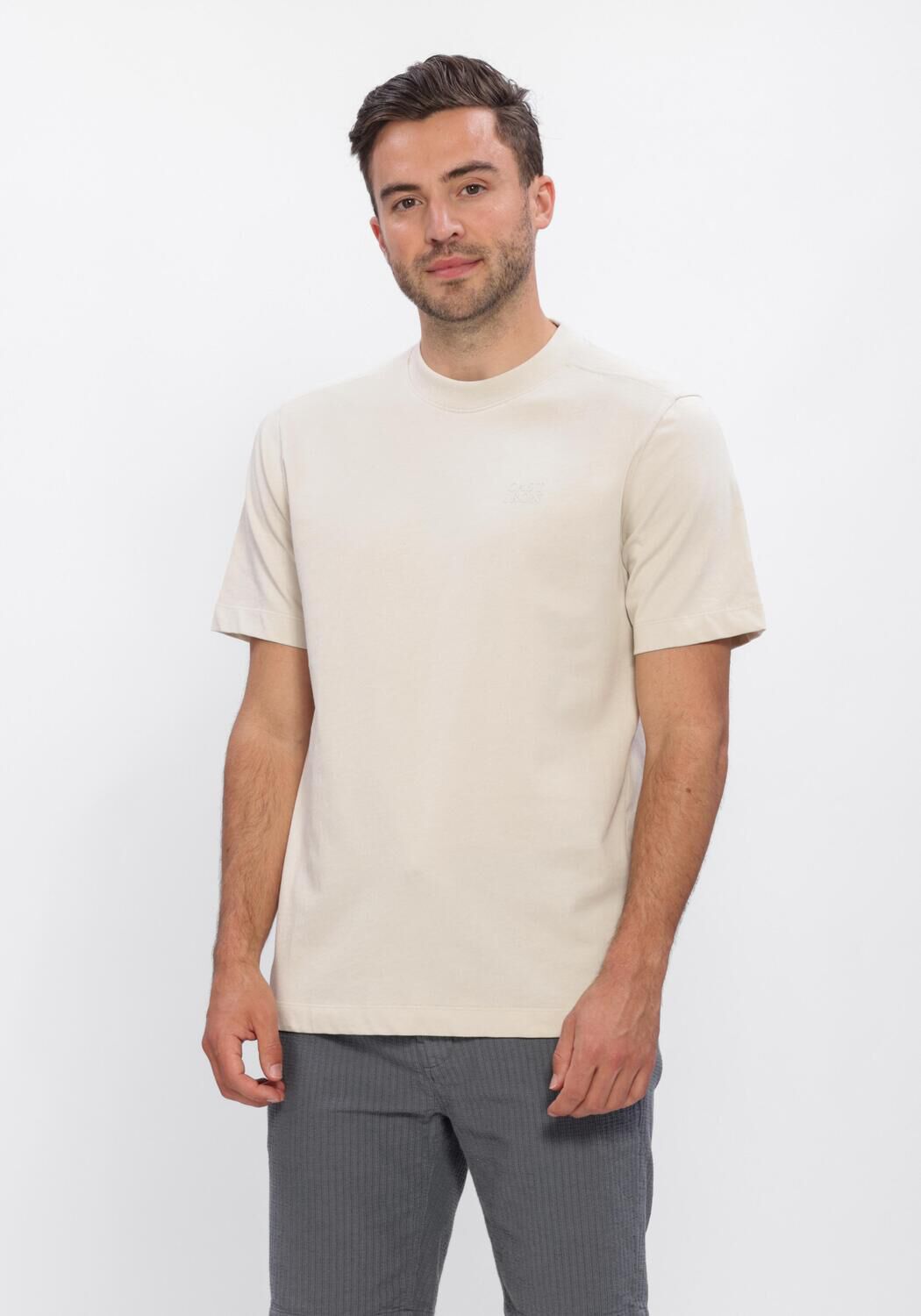 Beige CAST IRON T-shirt SHORT SLEEVE R-NECK REGULAR FIT SINGLE JERSEY - large