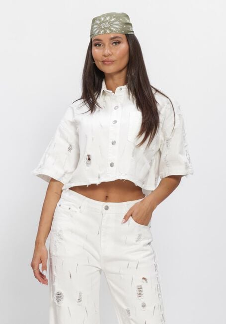 Wei&szlig;e ALIX THE LABEL Blusen LADIES WOVEN DAMAGED DENIM BLOUSE - large