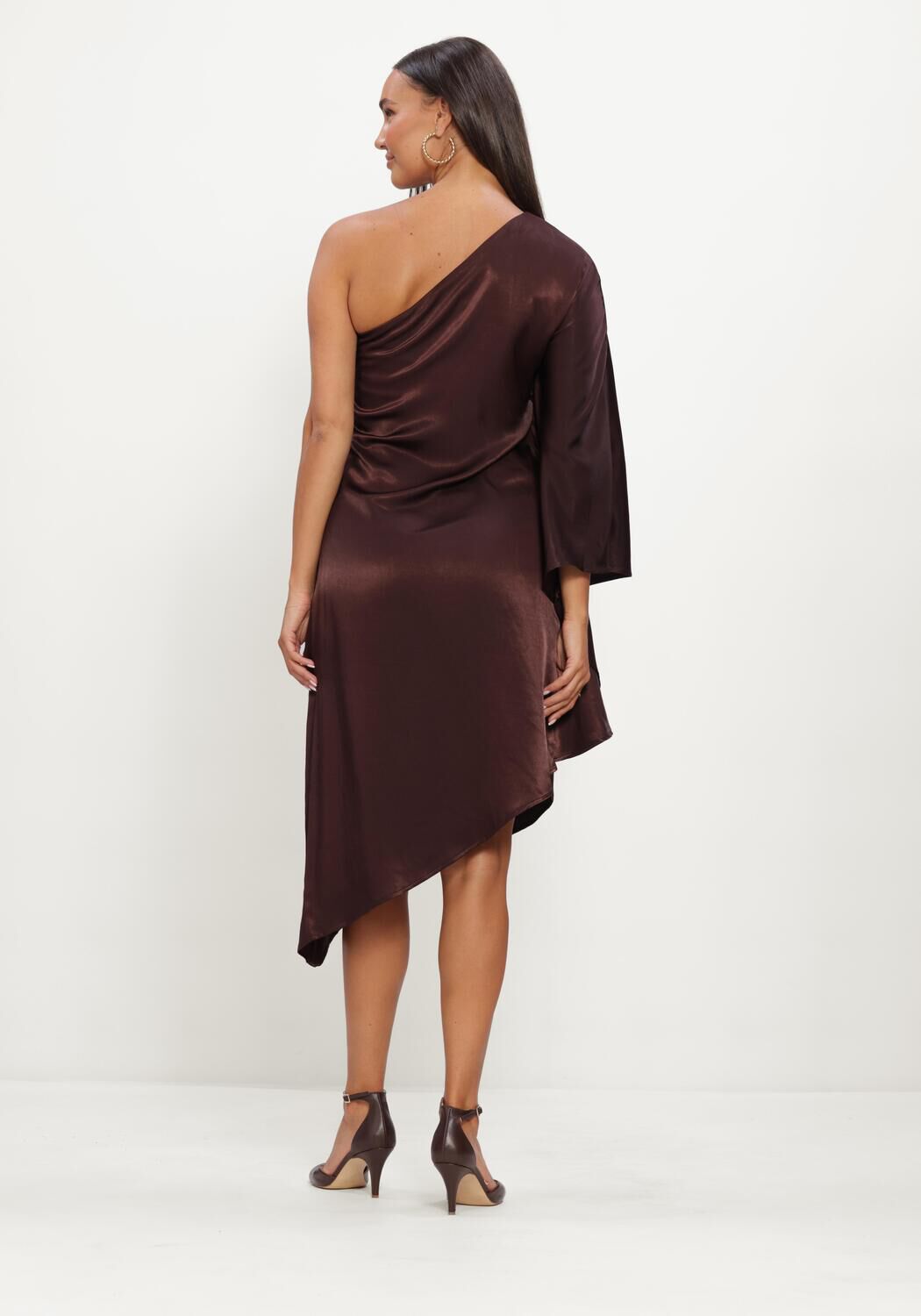 Braune MY ESSENTIAL WARDROBE Midikleid MWESTELLE ASYMMETRIC DRESS - large