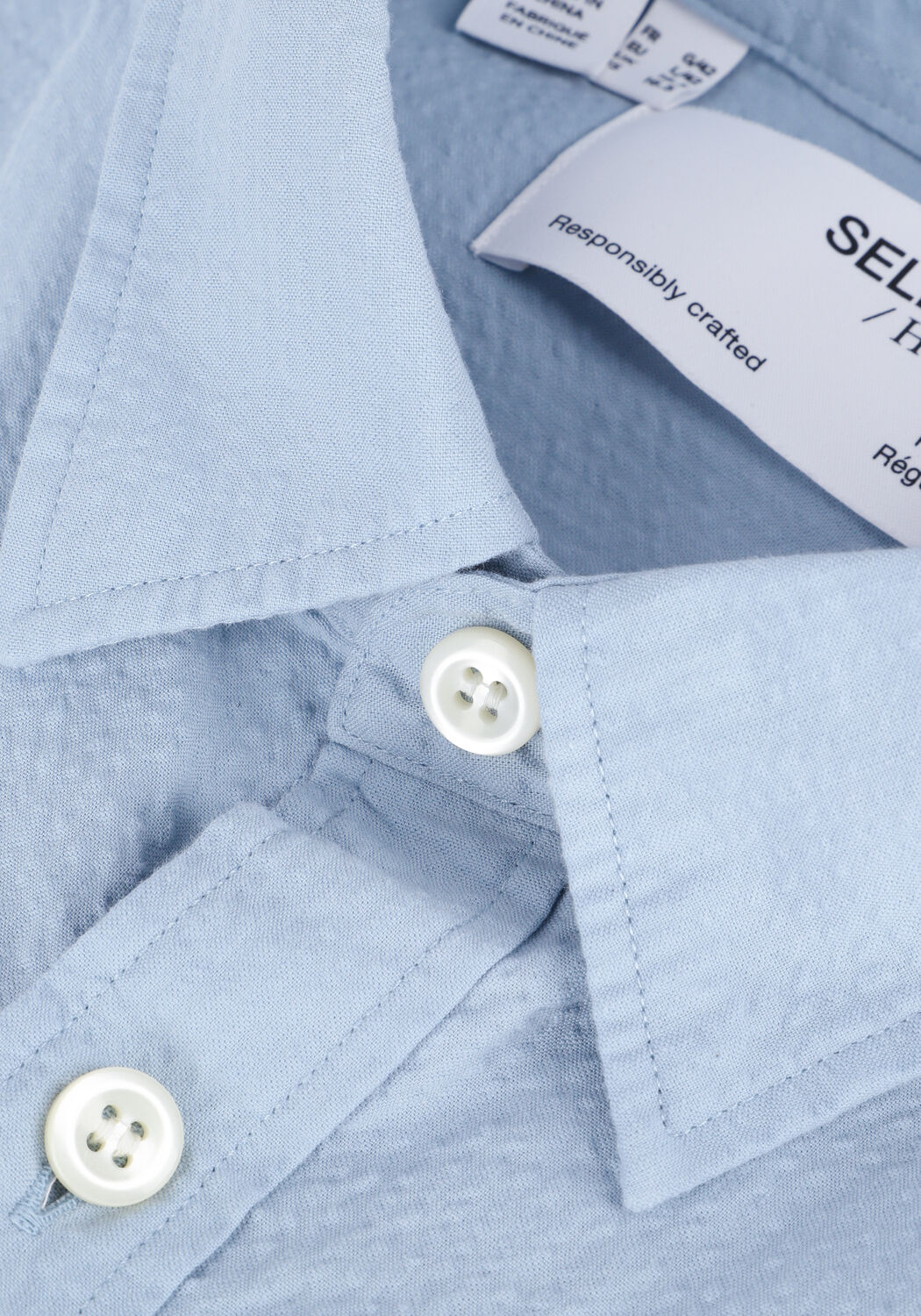 Blaue SELECTED MEN Casual-Oberhemd SLHREGAXEL SHIRT LS SEERSUCKER - large