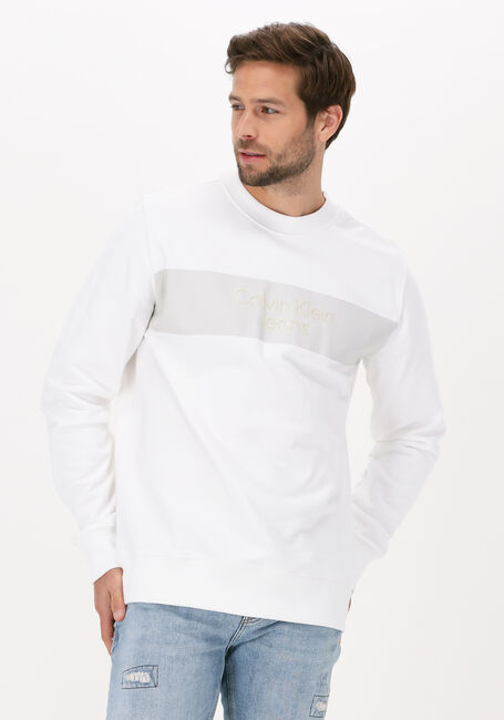 Weiße CALVIN KLEIN Sweatshirt BLOCKING INSTITUTIONAL CREW NECK - large