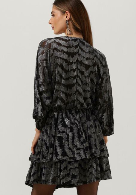 Silberne COLOURFUL REBEL Minikleid MENCIA ZEBRA METALLIC V-NECK DRESS - large