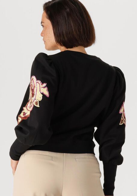 Schwarze SUMMUM Pullover PUFF SLEEVE EMBELLISHED SWEATER - large