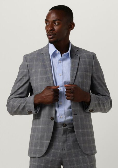 Graue SELECTED HOMME Sakkos SLHSLIM-LIAM GREY/BLUE CHECK BLZ FLEX B - large