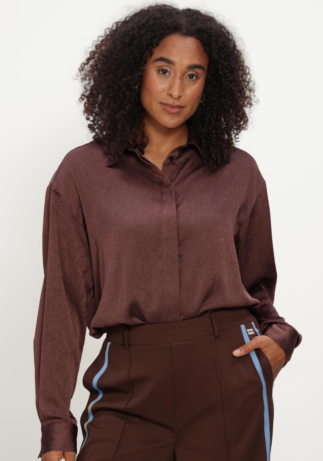 Bordeaux POM AMSTERDAM Blusen ROBIN CHOCOLATE BROWN - large