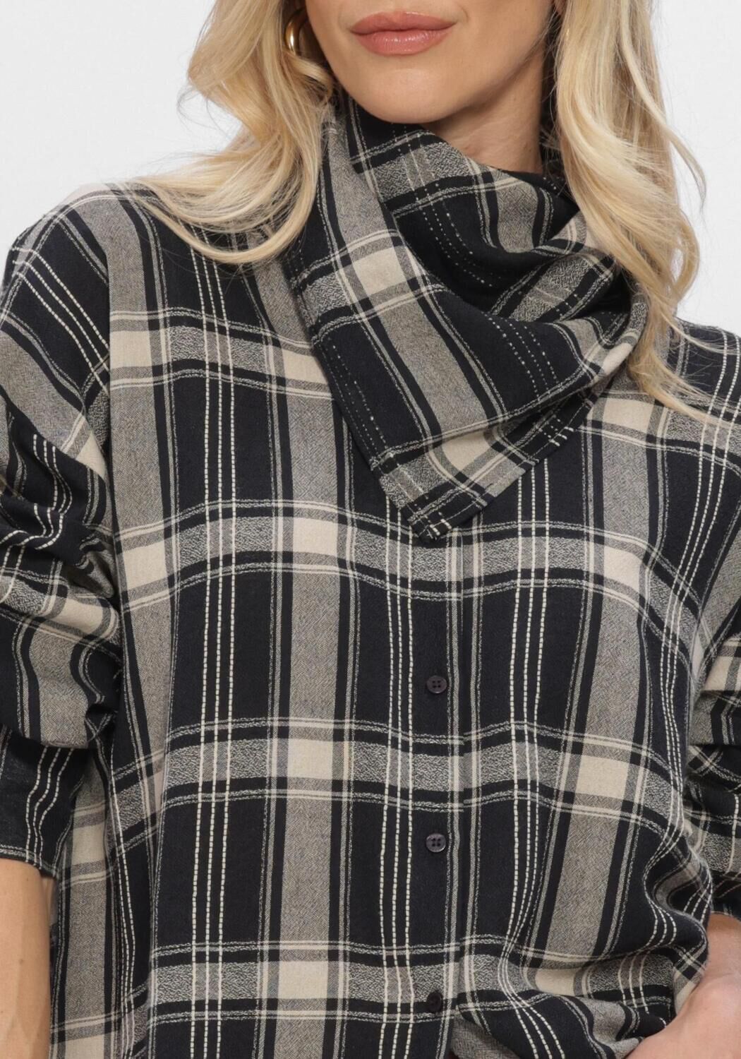 Mehrfarbige/Bunte STUDIO ANNELOES Blusen Leira check scarf blouse - large