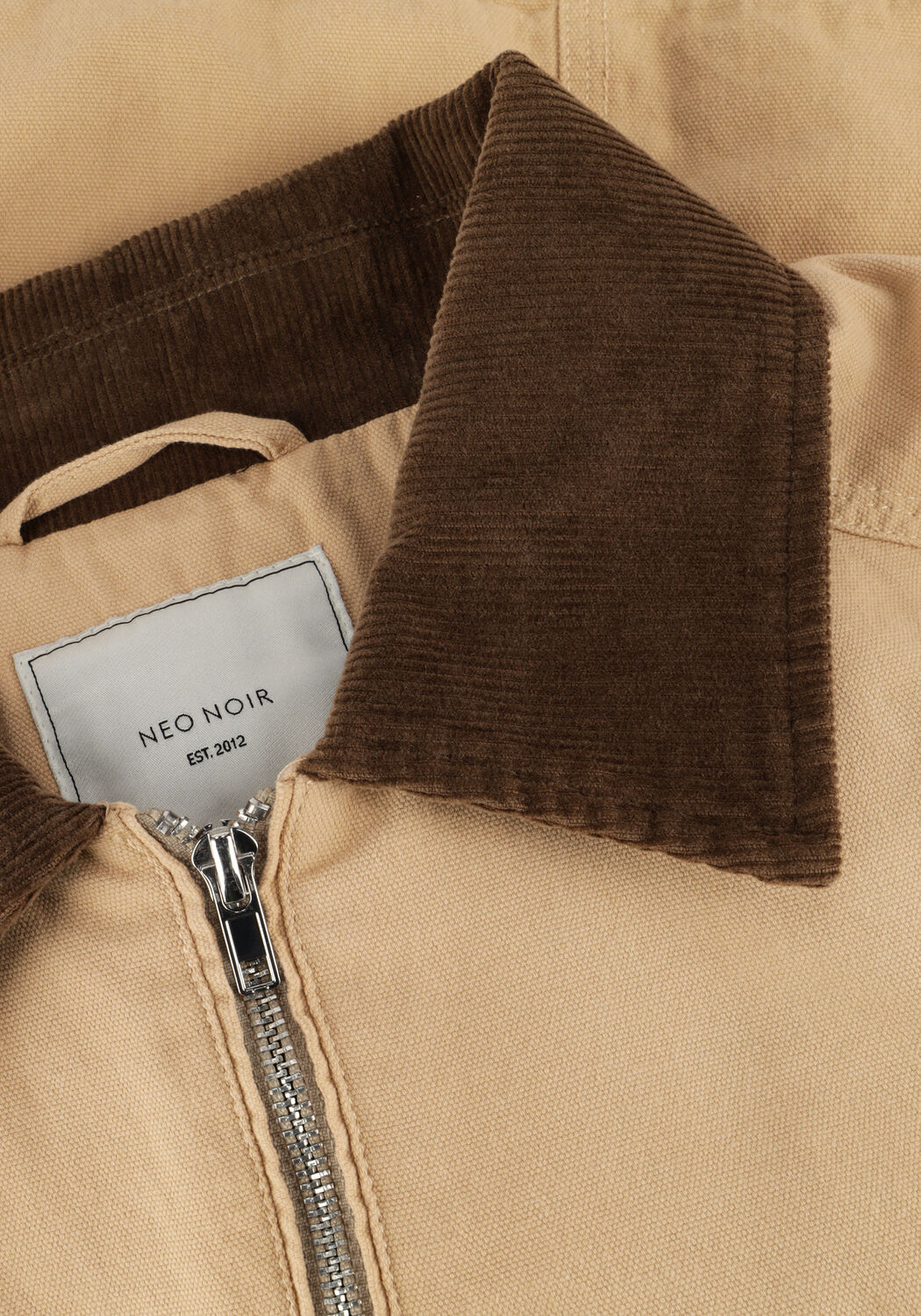 Camelfarbene NEO NOIR Lederjack RIVERA CANVAS BOXY JACKET - large